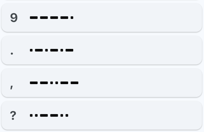Morse code reference